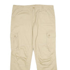 Beige Mens Regular Fit Cotton Cargo Trousers W38 L31 Casual Workwear Zip