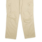 Beige Mens Regular Fit Cotton Cargo Trousers W38 L31 Casual Workwear Zip