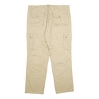 Beige Mens Regular Fit Cotton Cargo Trousers W38 L31 Casual Workwear Zip