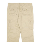Beige Mens Regular Fit Cotton Cargo Trousers W38 L31 Casual Workwear Zip