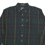 CHAPS Mens Green & Yellow Check Cotton Shirt L Button Down Long Sleeve Casual