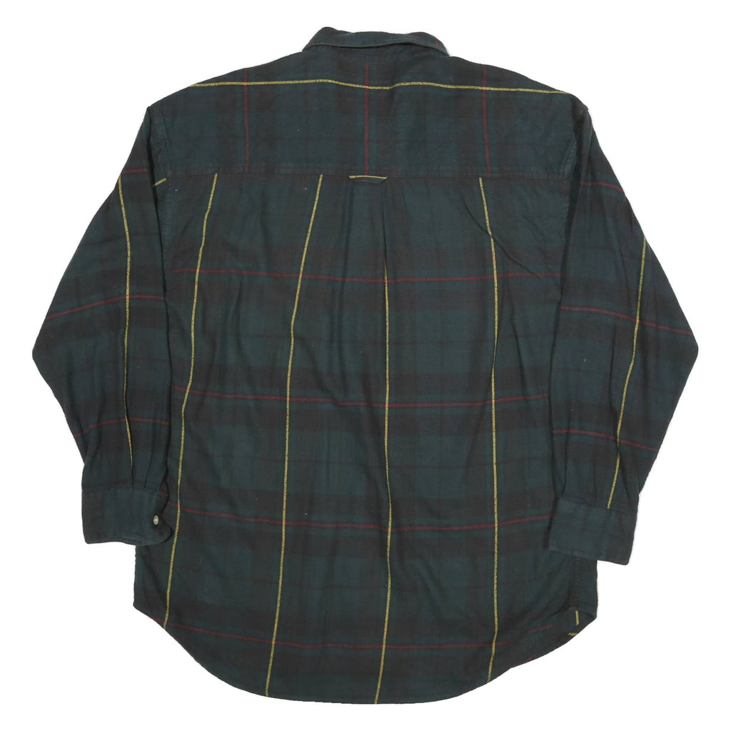 CHAPS Mens Green & Yellow Check Cotton Shirt L Button Down Long Sleeve Casual
