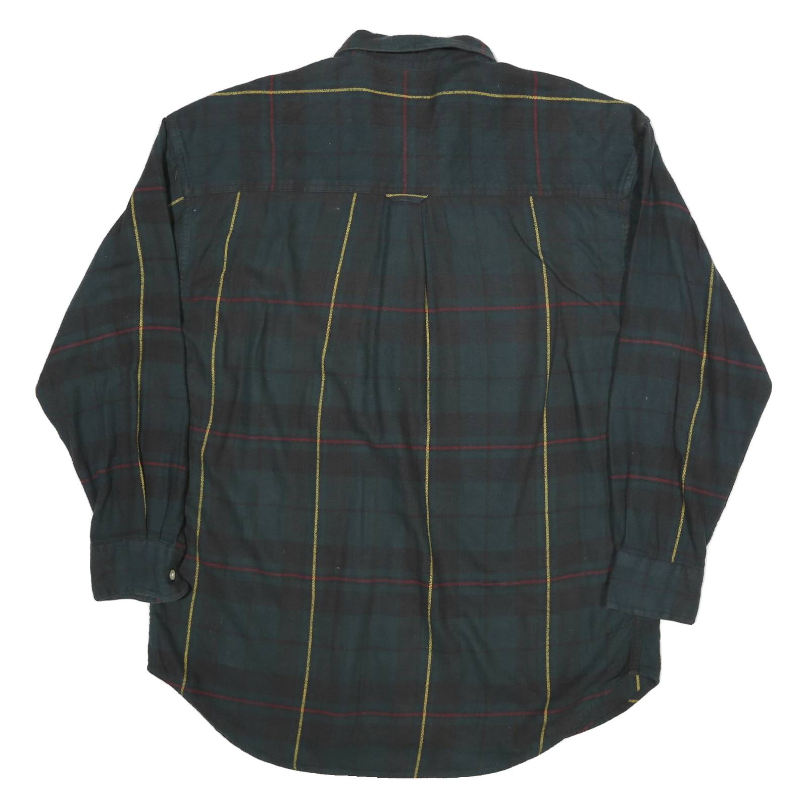 CHAPS Mens Green & Yellow Check Cotton Shirt L Button Down Long Sleeve Casual