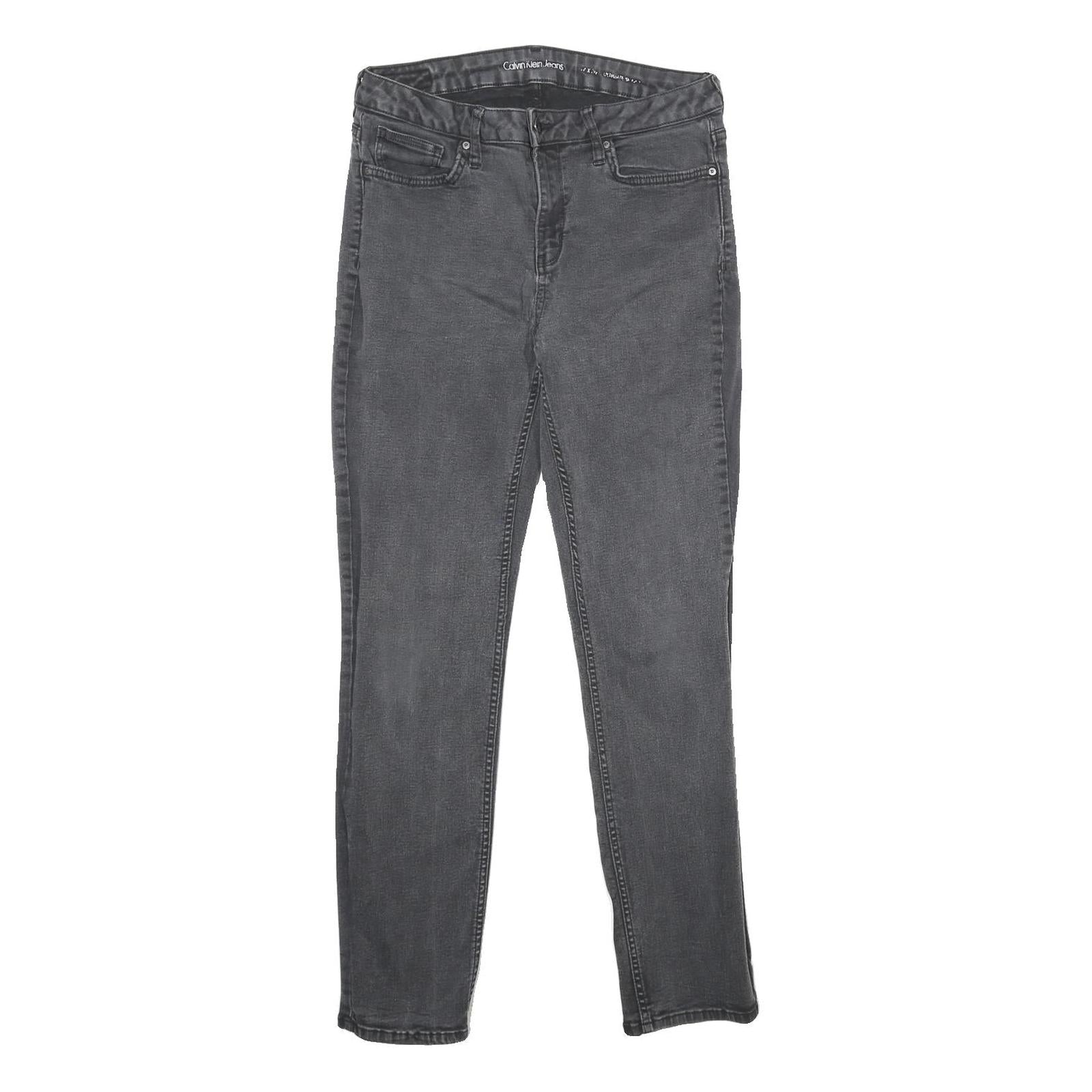 CALVIN KLEIN JEANS Womens Slim Black Denim Dark Zip W30 L30 Stylish Casual