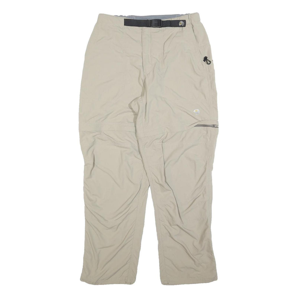 Womens Beige Polyester Blend Regular Fit Zip Trousers W28 L30 Outdoor Casual