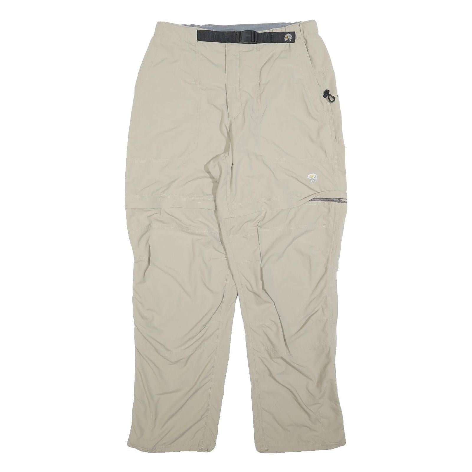 Womens Beige Polyester Blend Regular Fit Zip Trousers W28 L30 Outdoor Casual