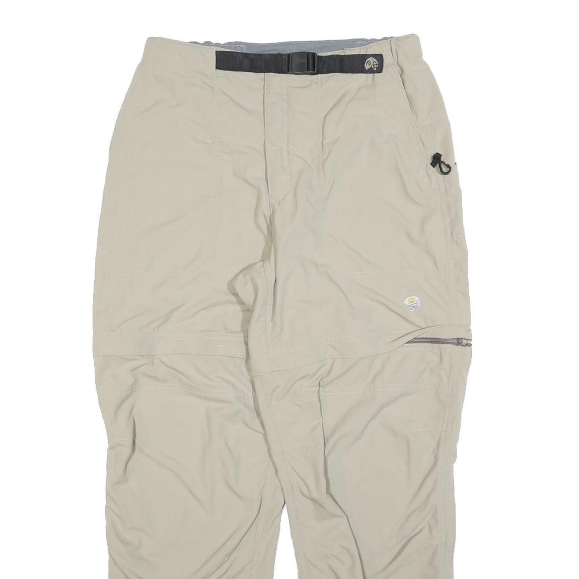 Womens Beige Polyester Blend Regular Fit Zip Trousers W28 L30 Outdoor Casual