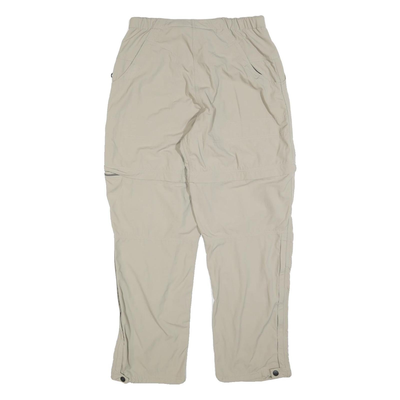 Womens Beige Polyester Blend Regular Fit Zip Trousers W28 L30 Outdoor Casual