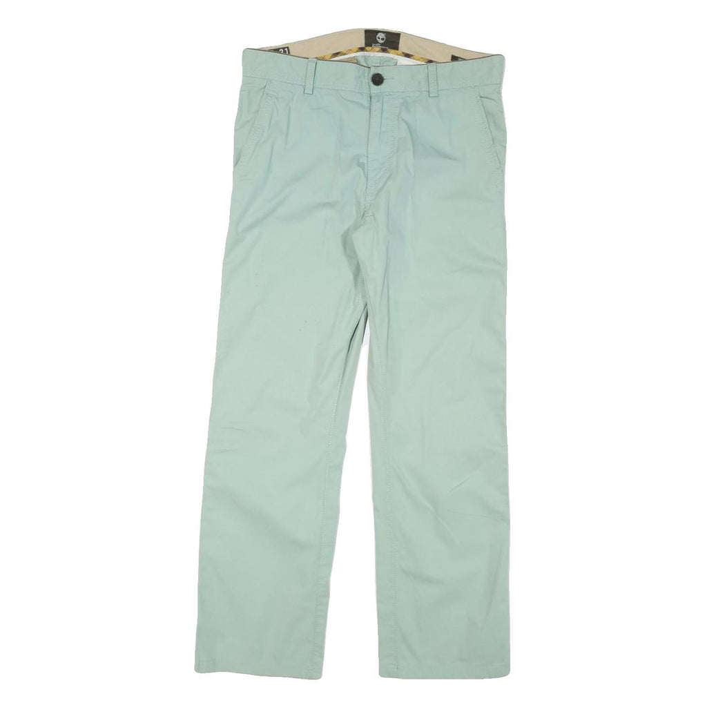 TIMBERLAND Mens Regular Fit Blue Cotton Blend Trousers W33 L29 Casual Zip
