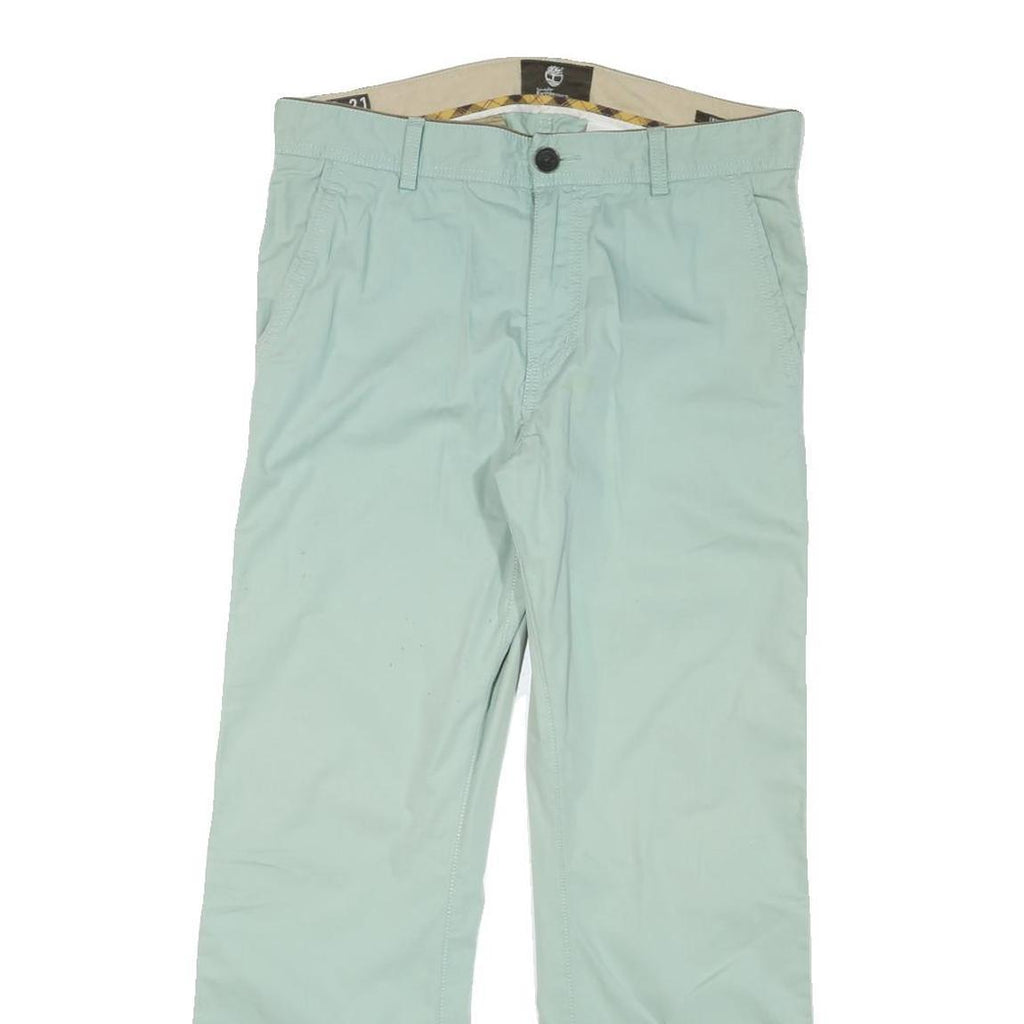 TIMBERLAND Mens Regular Fit Blue Cotton Blend Trousers W33 L29 Casual Zip
