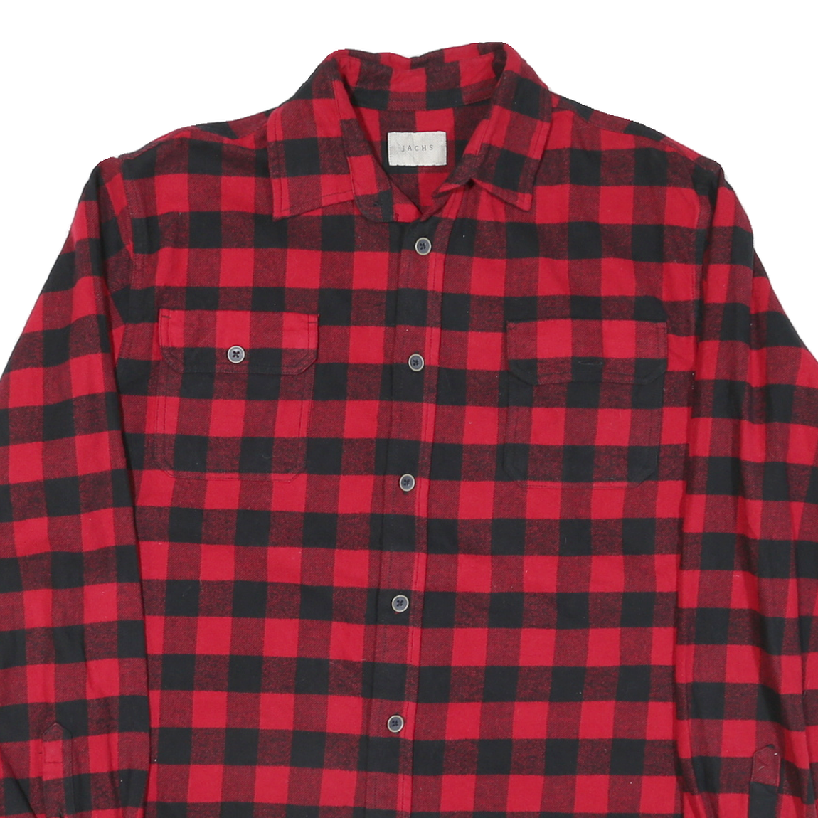 JACHS Mens Red & Black Check Shirt M Cotton Blend Casual Button Up