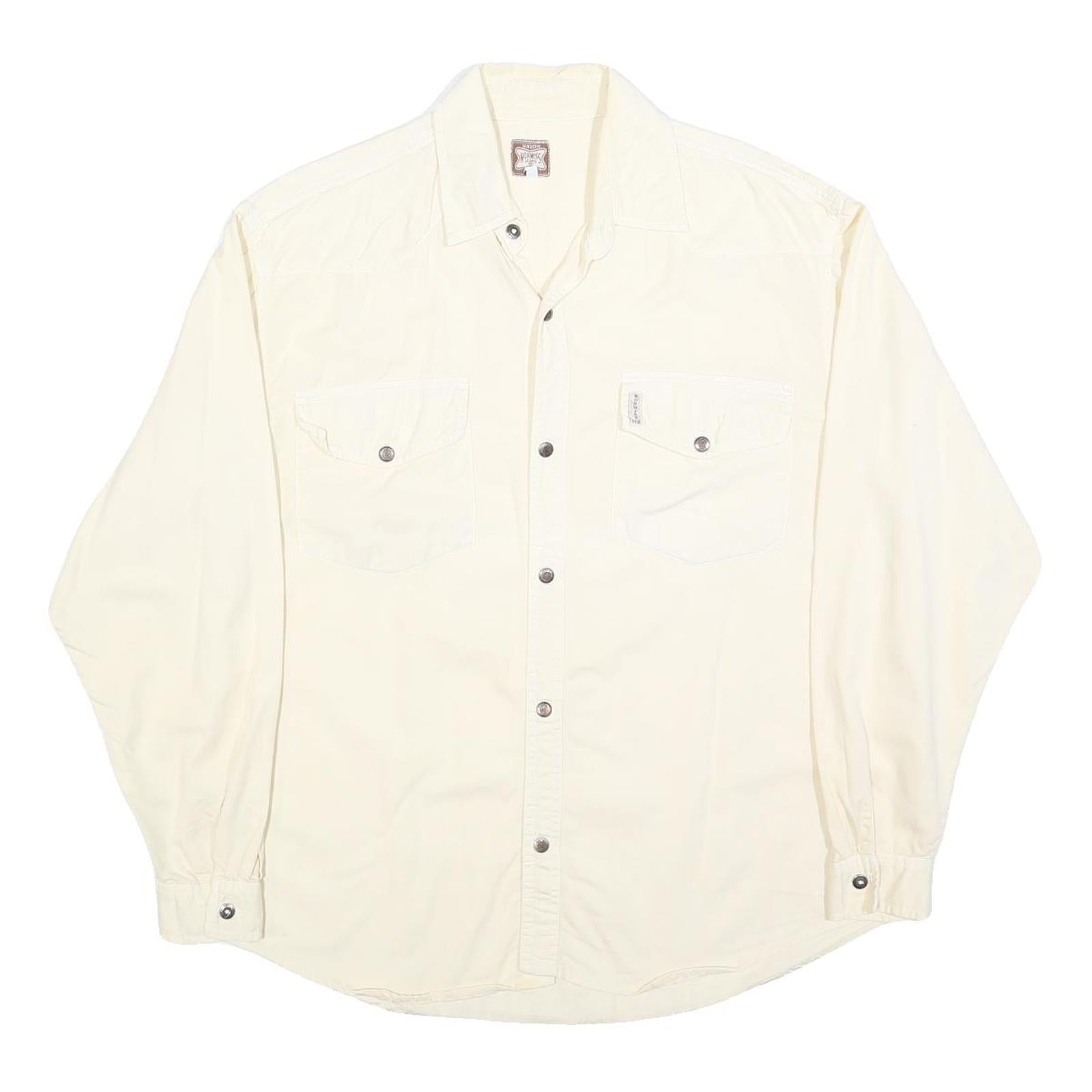 NORWISS Mens Cream Button Shirt S Cotton Blend Casual Long Sleeve