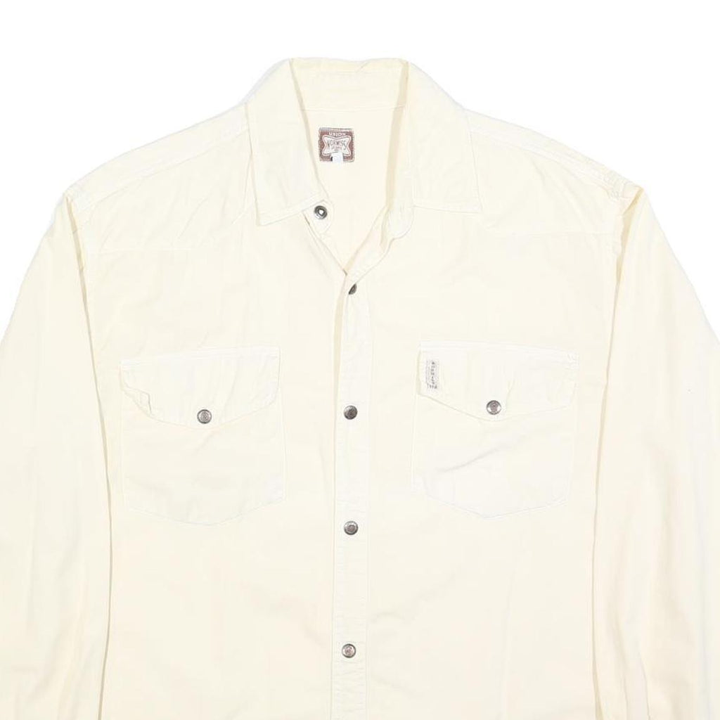 NORWISS Mens Cream Button Shirt S Cotton Blend Casual Long Sleeve
