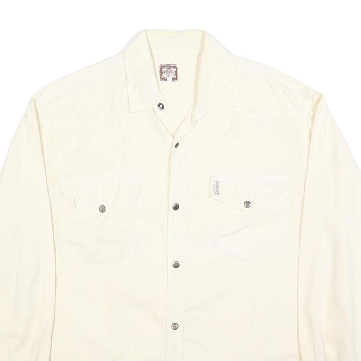 NORWISS Mens Cream Button Shirt S Cotton Blend Casual Long Sleeve