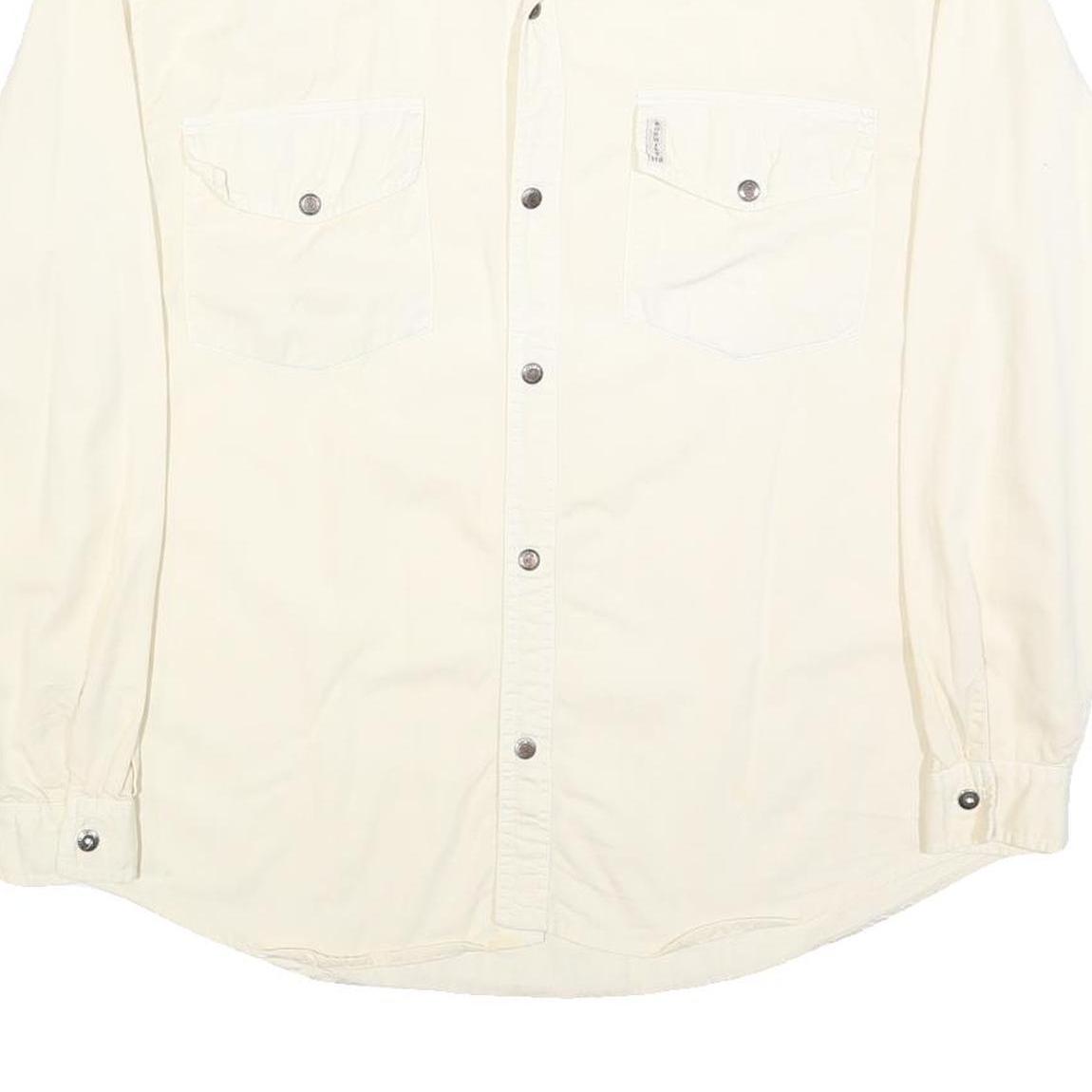 NORWISS Mens Cream Button Shirt S Cotton Blend Casual Long Sleeve