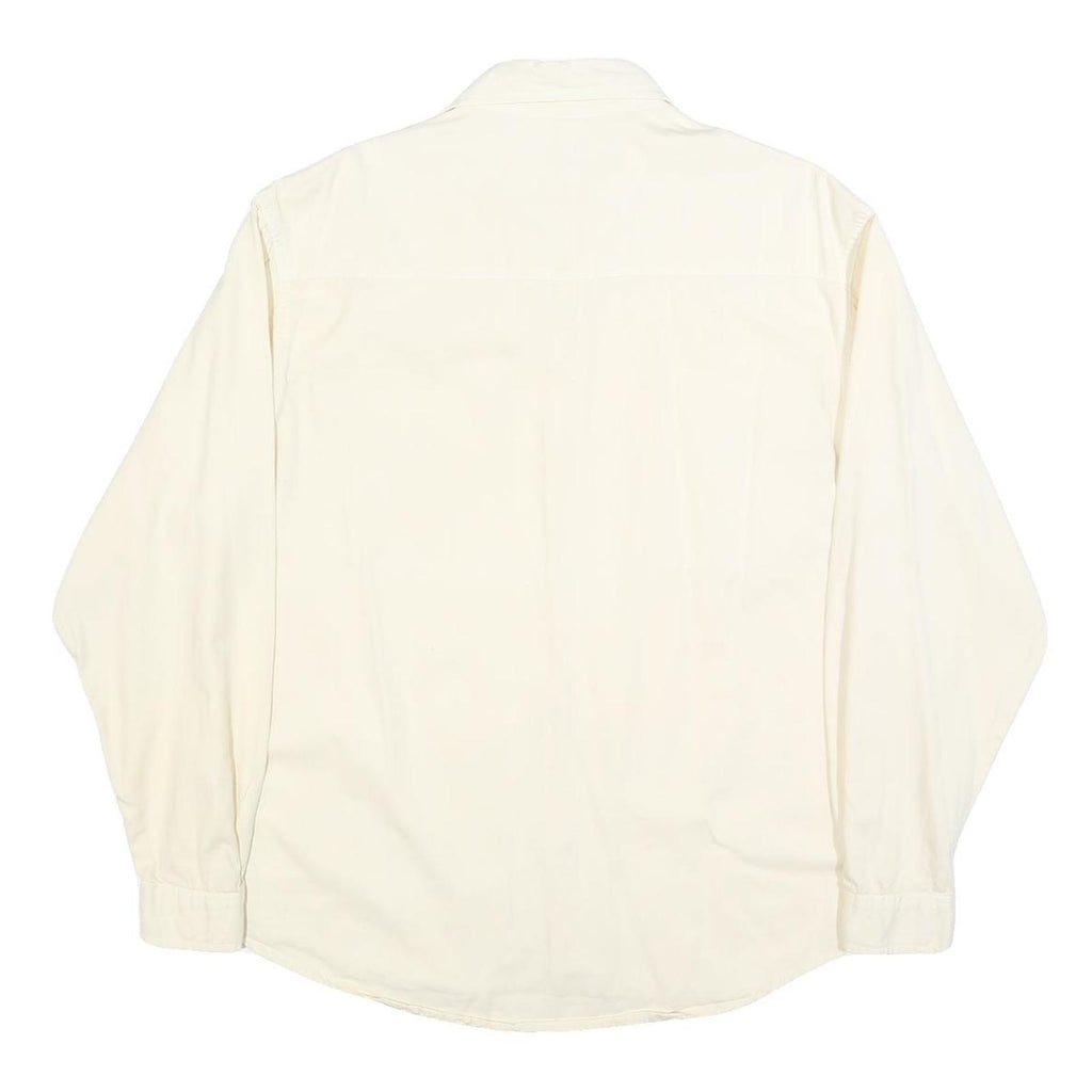 NORWISS Mens Cream Button Shirt S Cotton Blend Casual Long Sleeve