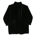 Womens Black Faux Fur Button Jacket M Polyester Blend Plush Winter Outerwear