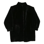 Womens Black Faux Fur Button Jacket M Polyester Blend Plush Winter Outerwear