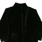 Womens Black Faux Fur Button Jacket M Polyester Blend Plush Winter Outerwear