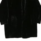 Womens Black Faux Fur Button Jacket M Polyester Blend Plush Winter Outerwear