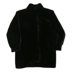 Womens Black Faux Fur Button Jacket M Polyester Blend Plush Winter Outerwear