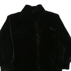 Womens Black Faux Fur Button Jacket M Polyester Blend Plush Winter Outerwear