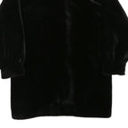 Womens Black Faux Fur Button Jacket M Polyester Blend Plush Winter Outerwear