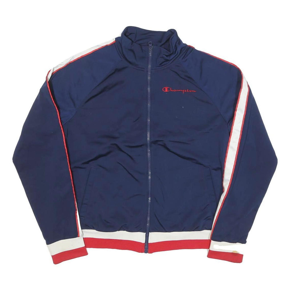 CHAMPION Womens Navy Blue Red White Track Jacket L Polyester Blend Zip