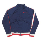 CHAMPION Womens Navy Blue Red White Track Jacket L Polyester Blend Zip