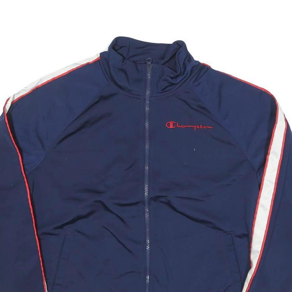 CHAMPION Womens Navy Blue Red White Track Jacket L Polyester Blend Zip