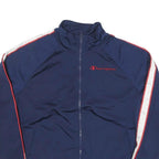 CHAMPION Womens Navy Blue Red White Track Jacket L Polyester Blend Zip