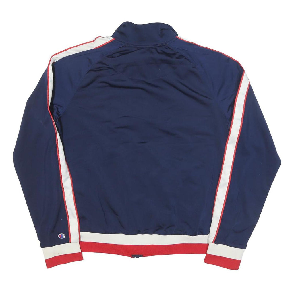 CHAMPION Womens Navy Blue Red White Track Jacket L Polyester Blend Zip