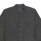 TRADER BAY Mens Grey Check Shirt L Cotton Button Down Long Sleeve Casual