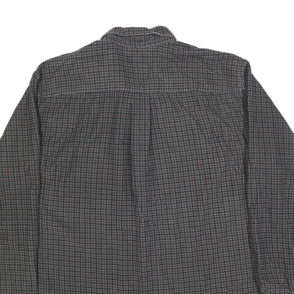 TRADER BAY Mens Grey Check Shirt L Cotton Button Down Long Sleeve Casual