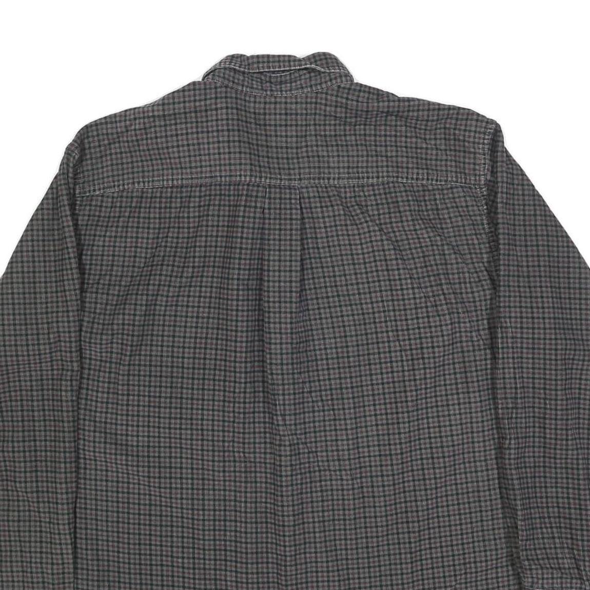 TRADER BAY Mens Grey Check Shirt L Cotton Button Down Long Sleeve Casual