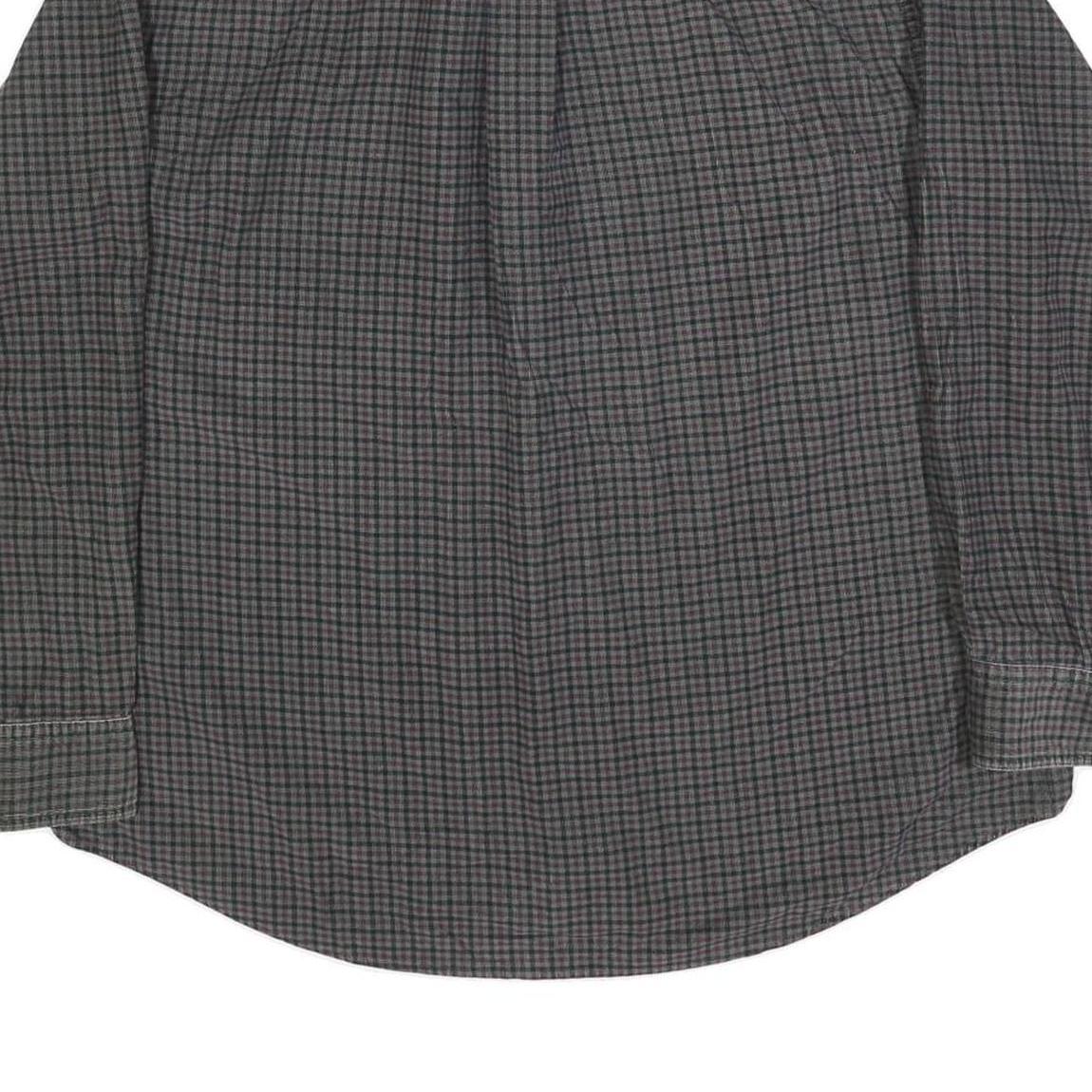 TRADER BAY Mens Grey Check Shirt L Cotton Button Down Long Sleeve Casual