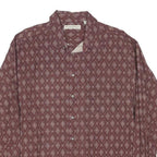 MUNSING WEAR Mens Maroon Diamond Pattern Shirt XL Cotton Blend Button Down