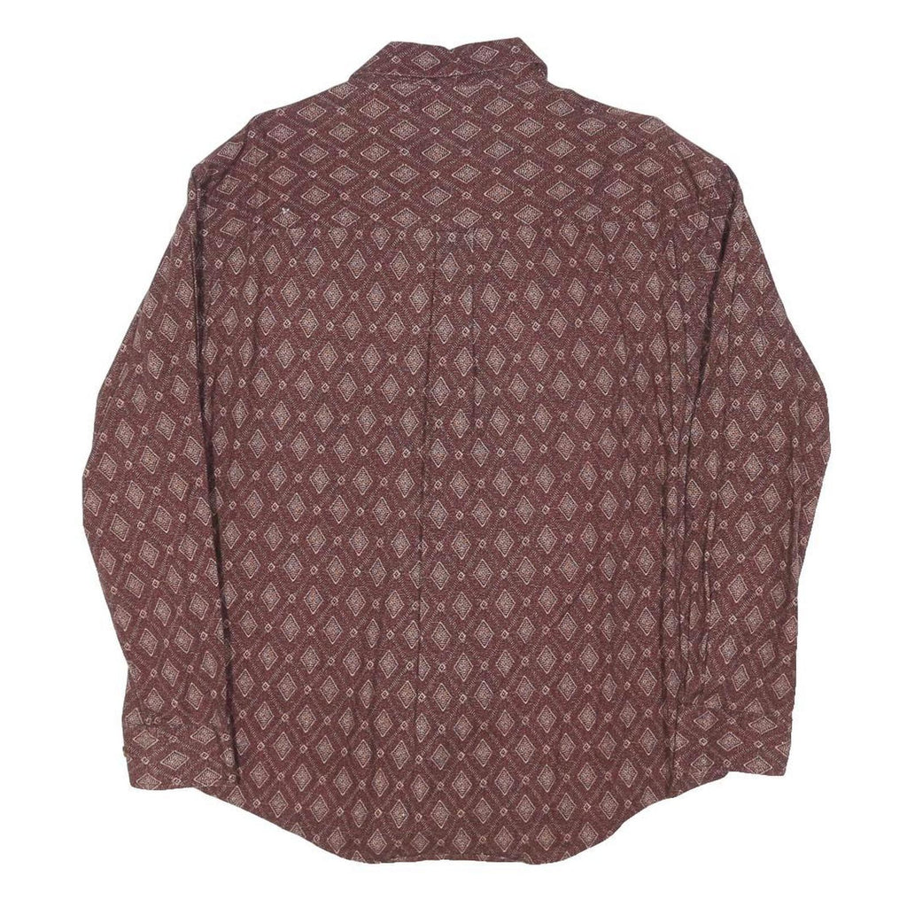 MUNSING WEAR Mens Maroon Diamond Pattern Shirt XL Cotton Blend Button Down