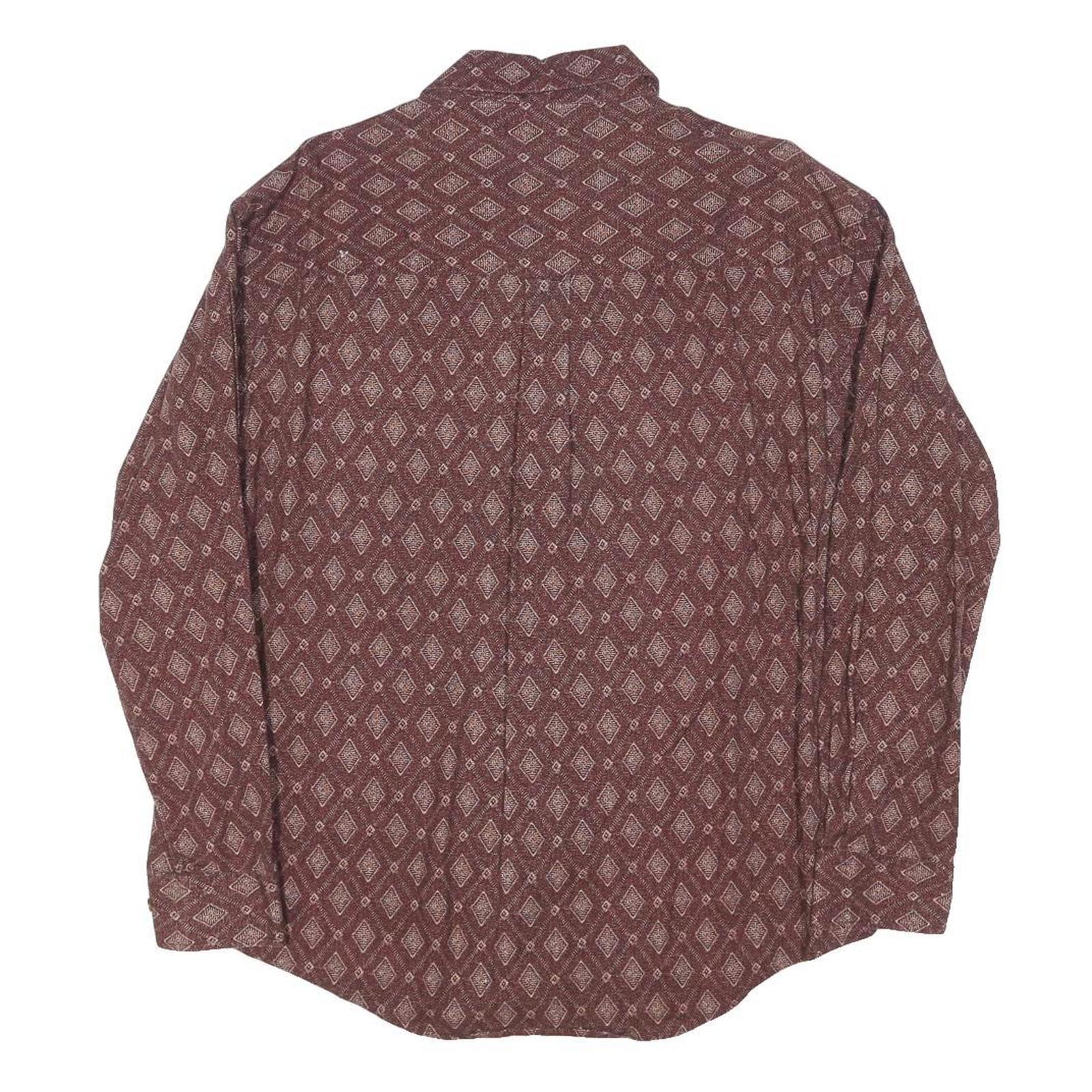 MUNSING WEAR Mens Maroon Diamond Pattern Shirt XL Cotton Blend Button Down