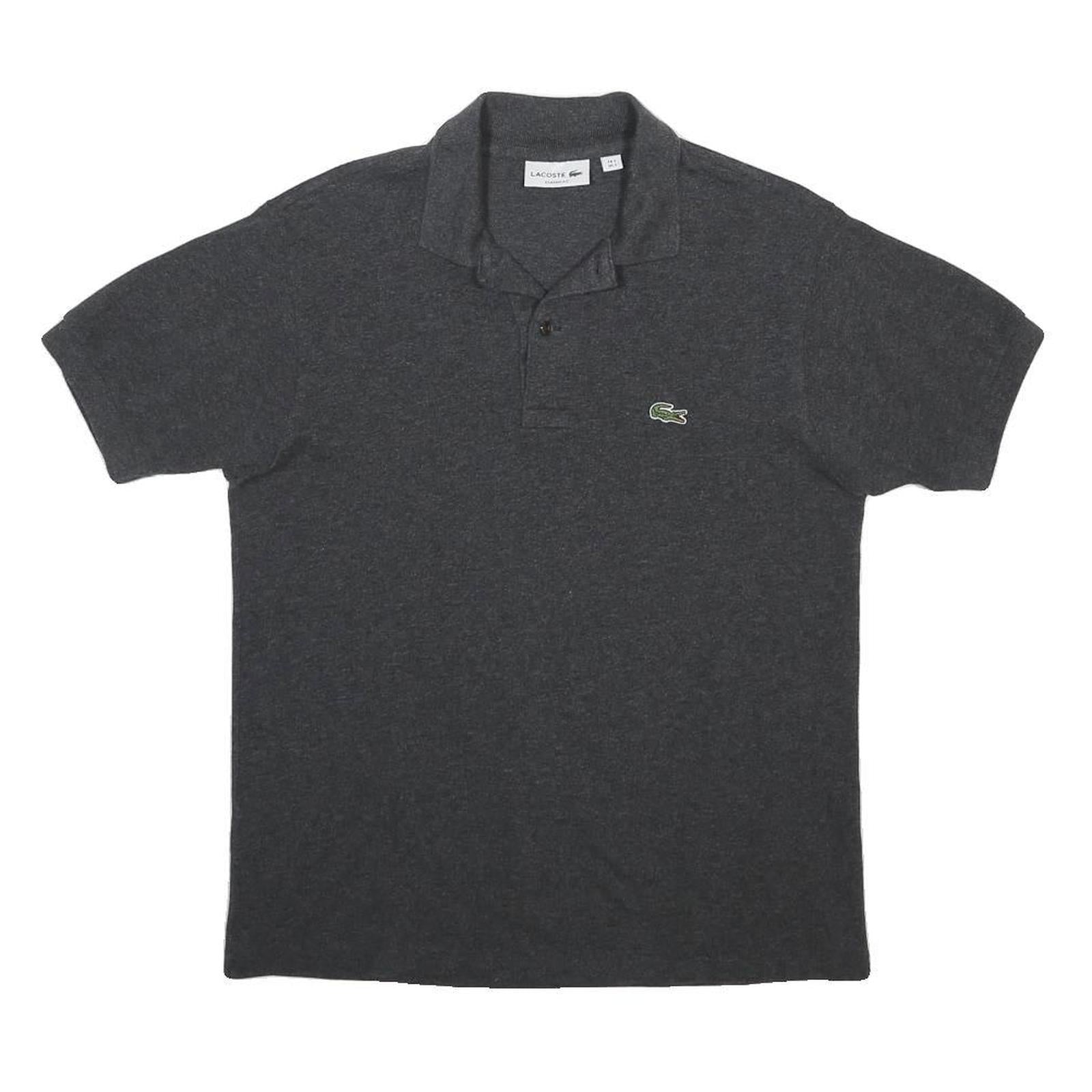 LACOSTE Mens Black Short Sleeve Plain Polo Shirt S Classic Cotton Blend