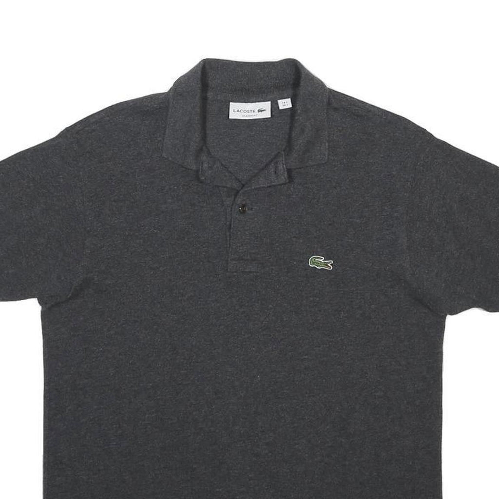 LACOSTE Mens Black Short Sleeve Plain Polo Shirt S Classic Cotton Blend