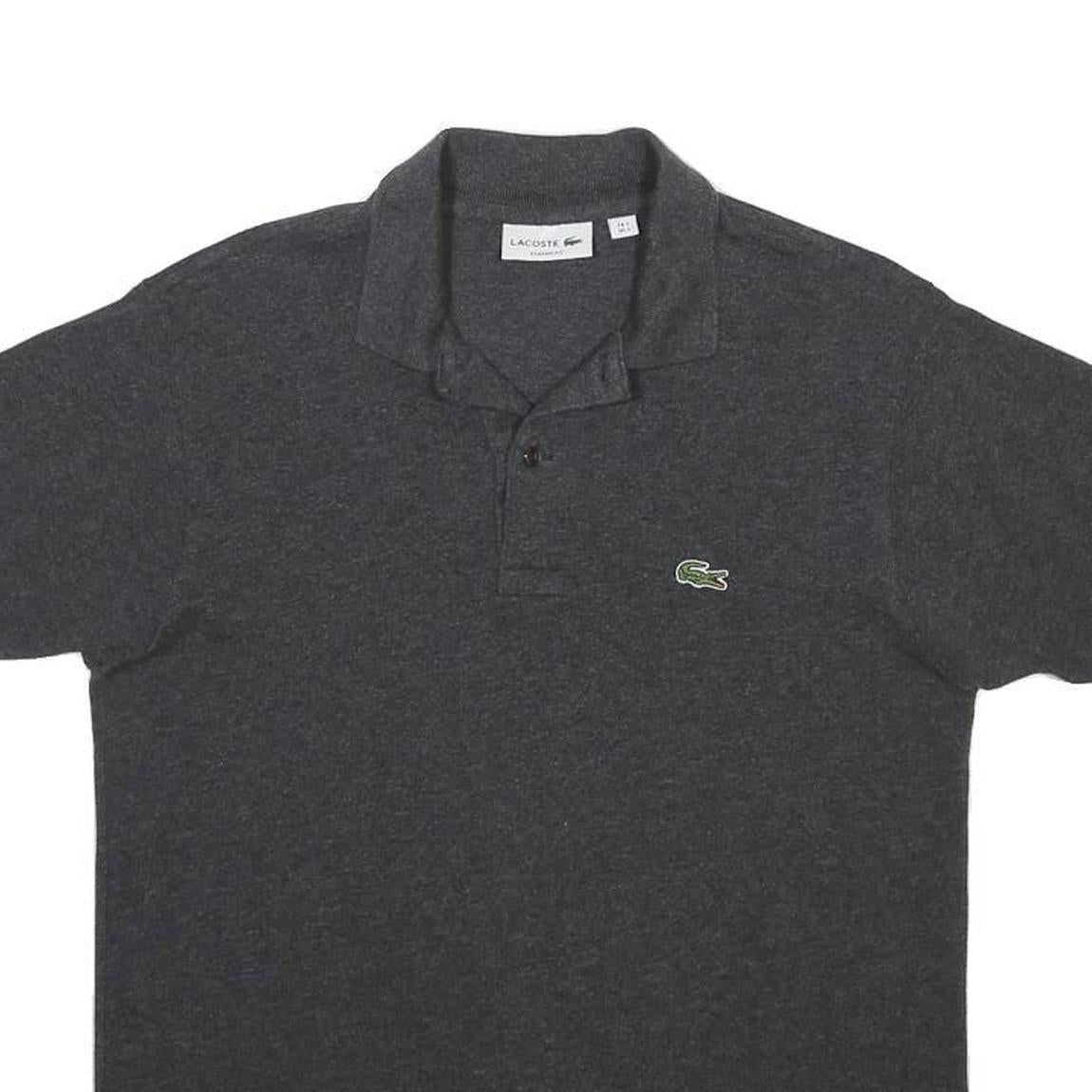 LACOSTE Mens Black Short Sleeve Plain Polo Shirt S Classic Cotton Blend