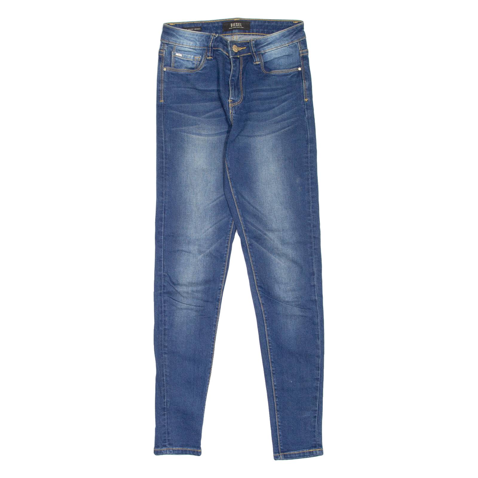 DIESEL High Waist Womens Jeans Blue Slim Skinny Stone Wash W27 L30