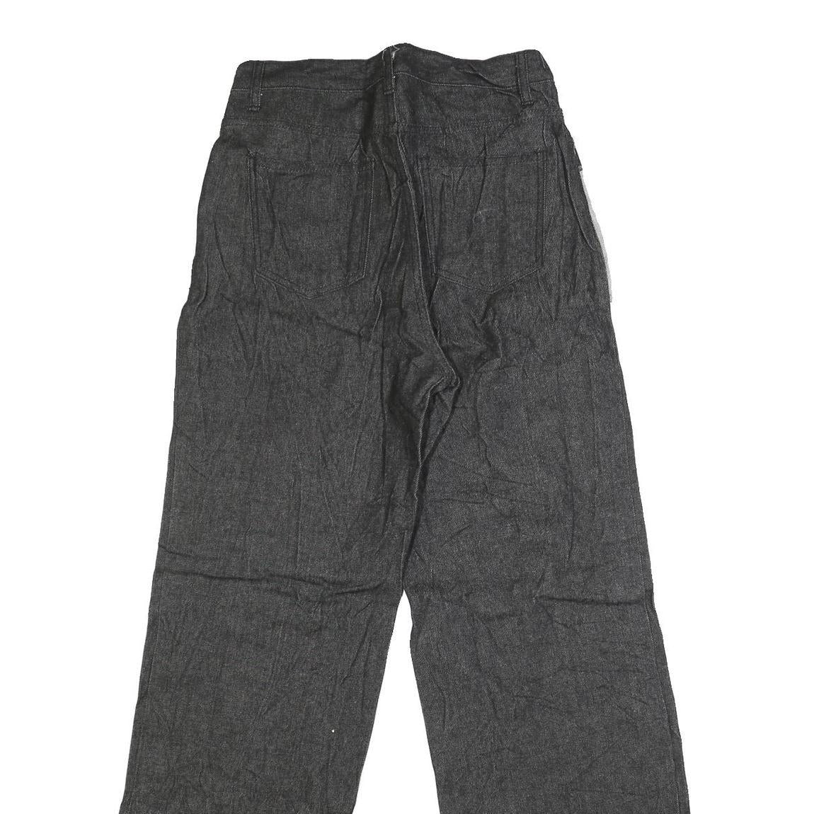 Mens Regular Fit Cotton Blend Denim Black Jeans W28 L33 Zip Closure