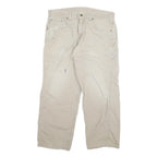 CARHARTT Mens Cotton Blend Beige Relaxed Straight Trousers W36 L27 Workwear Zip