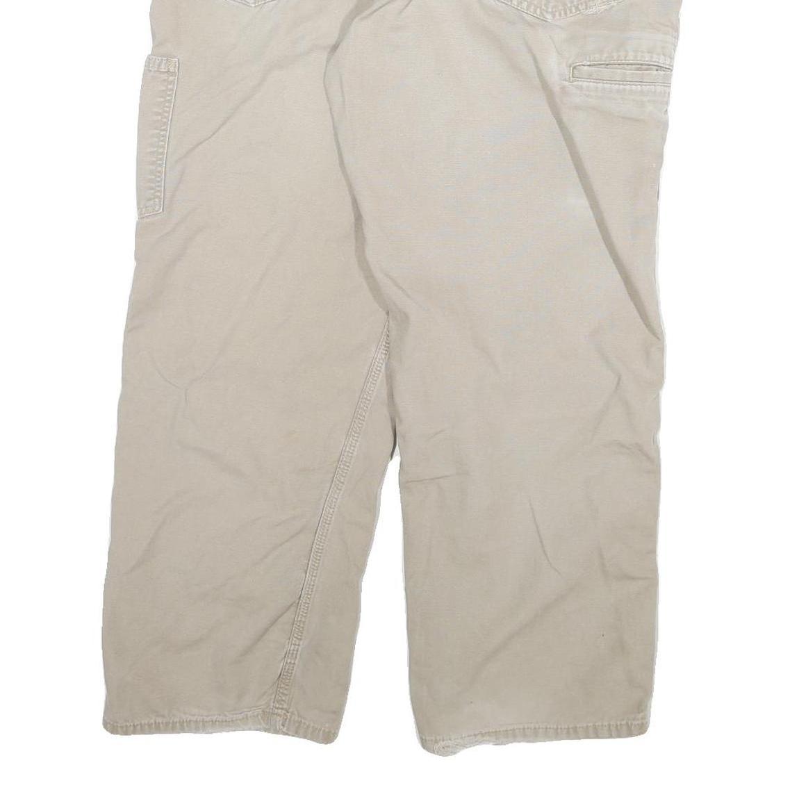 CARHARTT Mens Cotton Blend Beige Relaxed Straight Trousers W36 L27 Workwear Zip