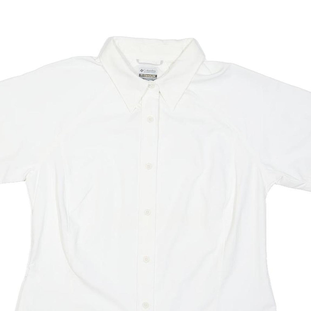 COLUMBIA Womens White Plain Shirt S Breathable Lightweight Comfortable Summer