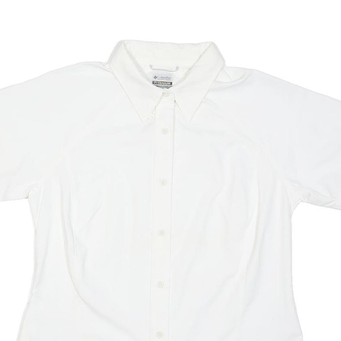 COLUMBIA Womens White Plain Shirt S Breathable Lightweight Comfortable Summer