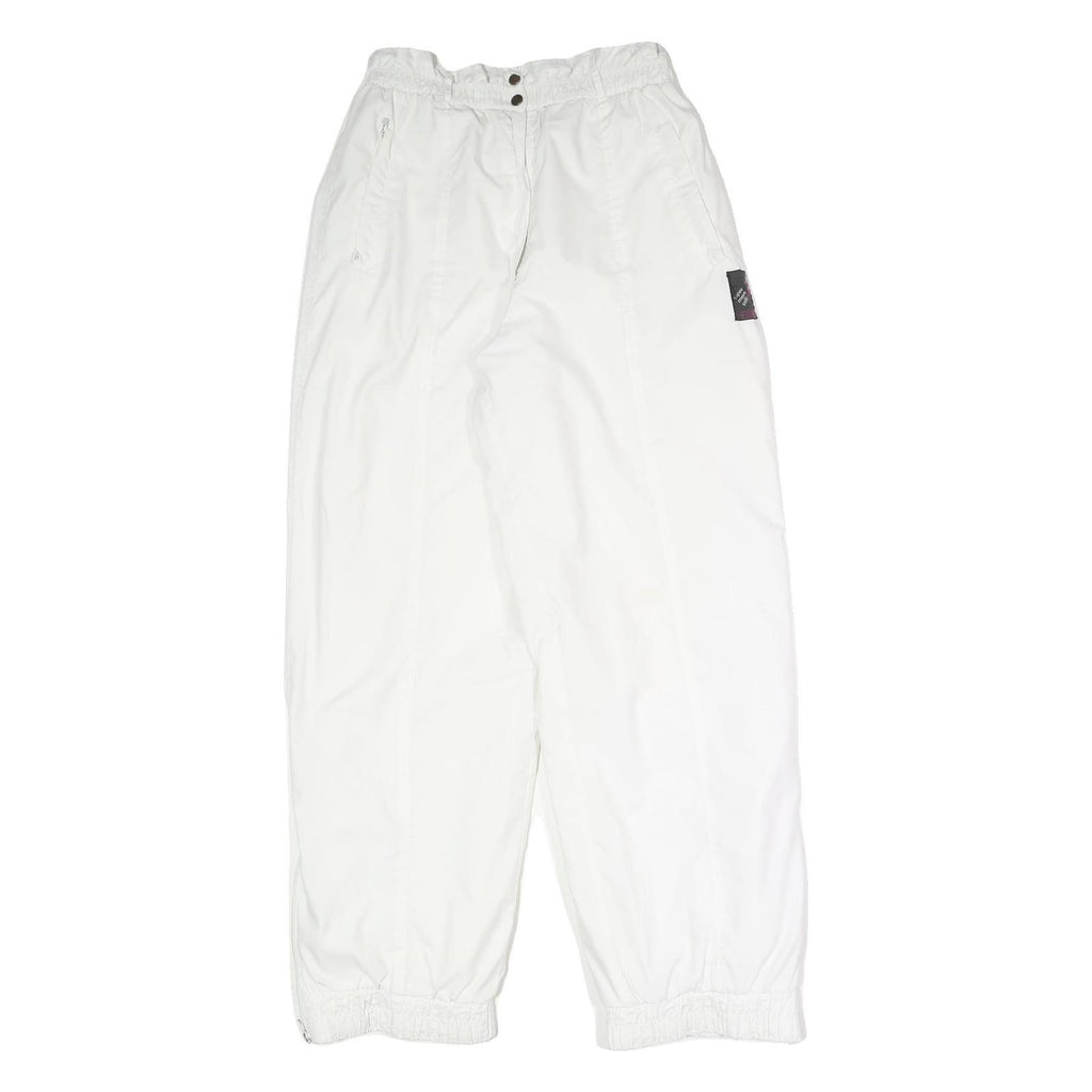 ETIREL Womens White Relaxed Regular Leg Trousers W27 L30 Casual Polyester Blend