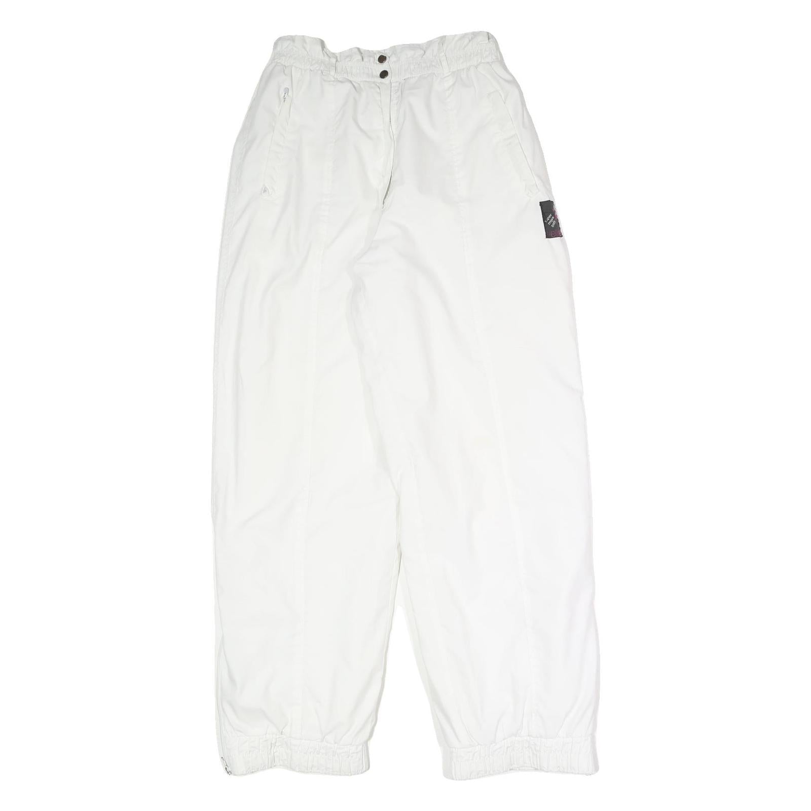 ETIREL Womens White Relaxed Regular Leg Trousers W27 L30 Casual Polyester Blend